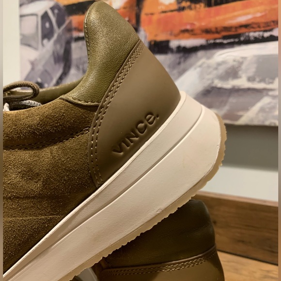 VINCE OHARA WOMEN'S OXFORD OLIVE LEATHER LACE UP SNEAKERS SZ 8 - Picture 11 of 12